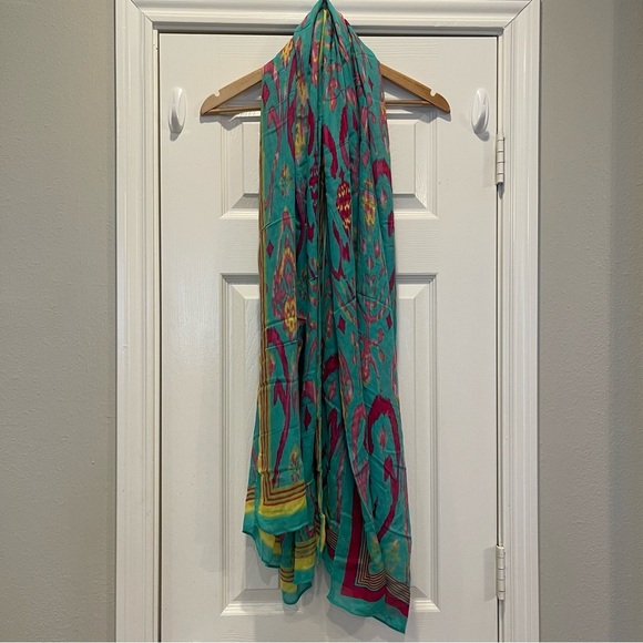 Stella & Dot BOHO Teal Magenta Green Yellow XL Scarf 37” X 80” - Picture 1 of 6